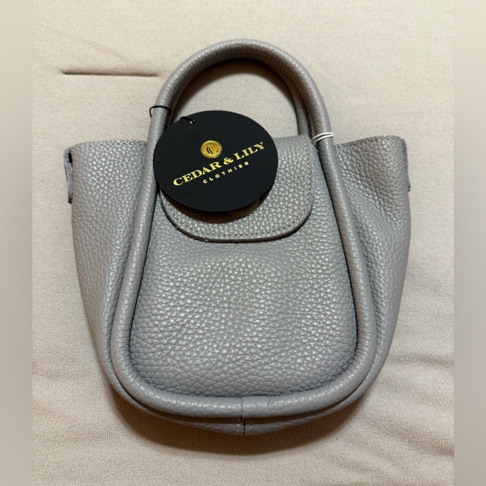 NWT Oliveve Handbag, Light Blue-Grey. Magnetic Closure, Includes clip on strap.